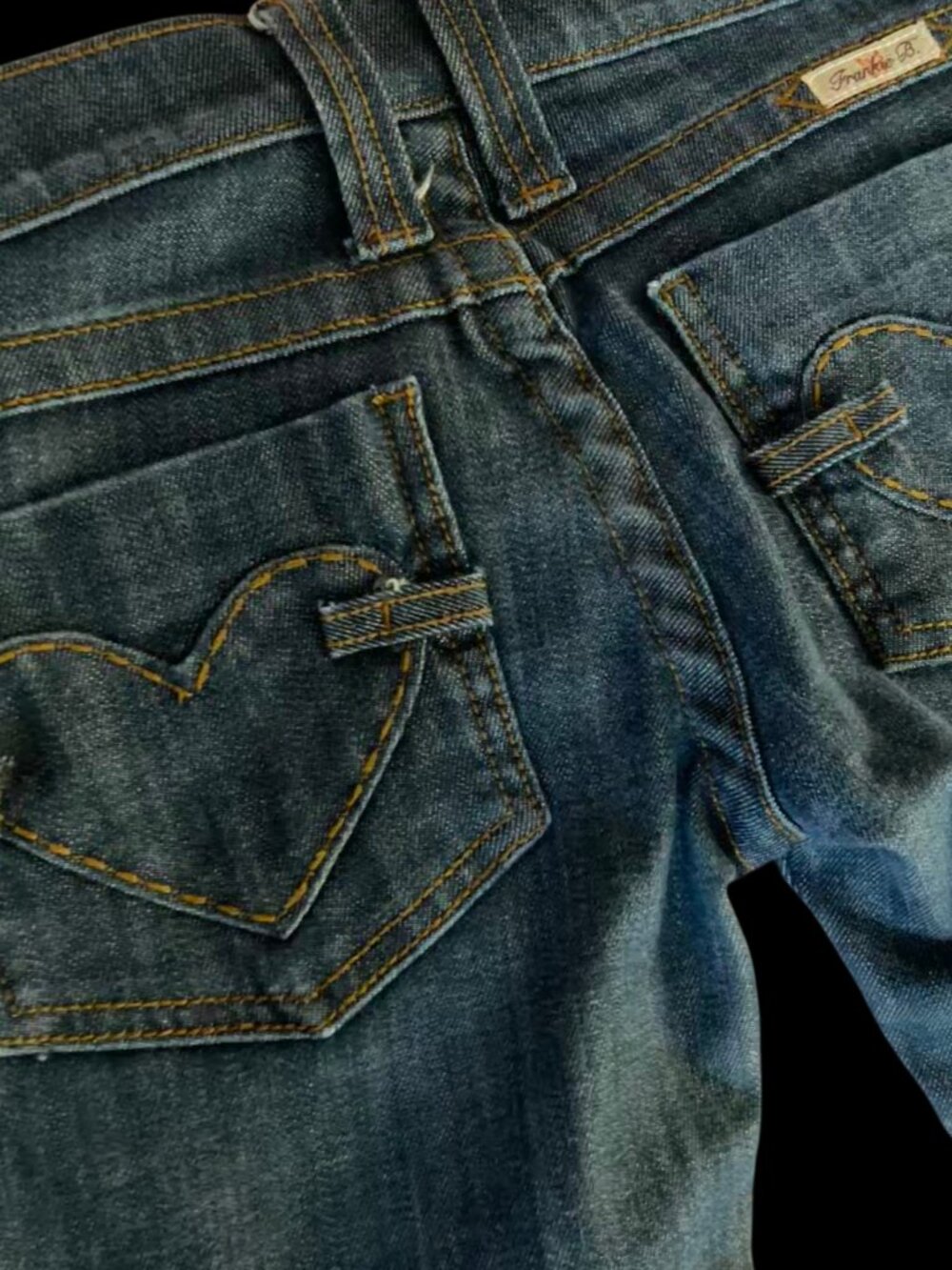 frankie b low rise heart pocket bootcut jeans